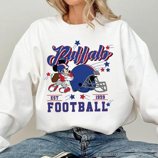 Discover Vintage Buffalo Football Sweatshirt, Retro Cartoon Sweatshirt, Sports Fan Sweater