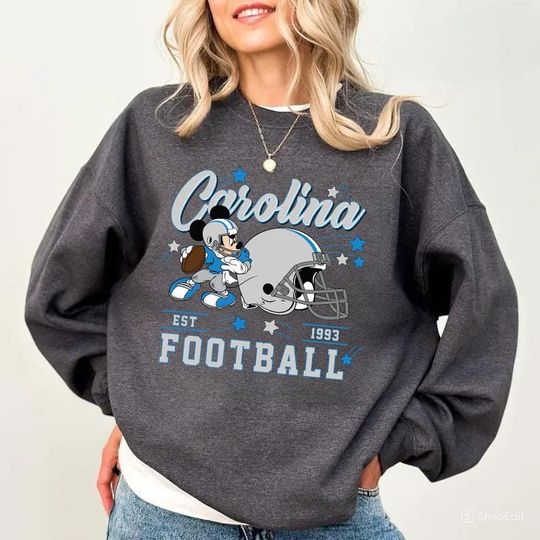 Discover Vintage Carolina Football Sweatshirt, Retro Cartoon Sweatshirt, Sports Fan Sweater