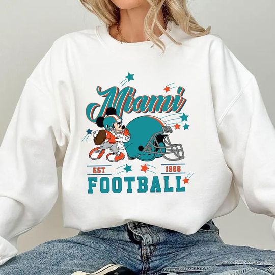Discover Vintage Miami Football Sweatshirt, Retro Cartoon Sweatshirt, Sports Fan Sweater