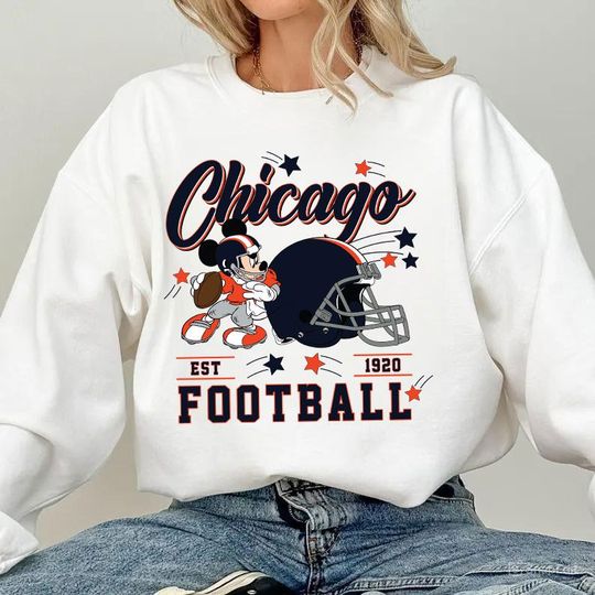 Discover Vintage Chicago Football Sweatshirt, Retro Cartoon Sweatshirt, Sports Fan Sweater