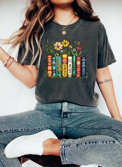 Subtle Anti-Trump T-Shirt, Democrat Feminist Tee, Flowers and Books Protest, Resist Gift
