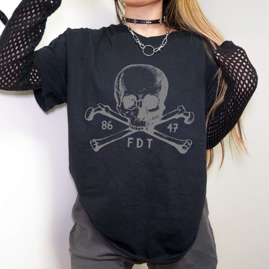 Discover Goth Subtle Fuck Trump Shirt 8647 FDT Skull Crossbones Trump Sucks Anti-Trump Anti Maga Shirt Hidden Message Shirt Plus Size Goth