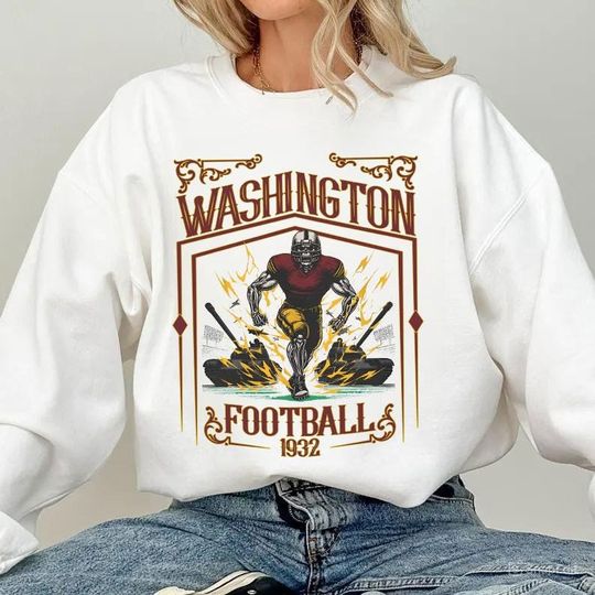 Discover Washington Football Skull Vintage Sweatshirt,Gifts for Washington Fans,Football Game Day Shirt,Washington Football Crewneck Shirt,Football