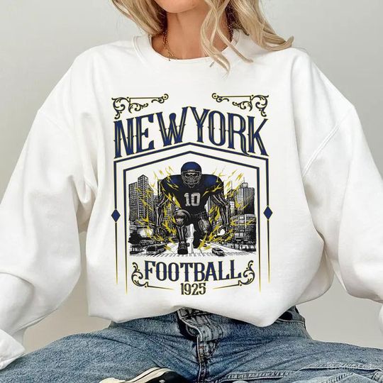 Discover New York Football Skull Vintage Sweatshirt,Gifts for New York Fans, Football Game Day Shirt,New York Football Crewneck Shirt, Football Shirt