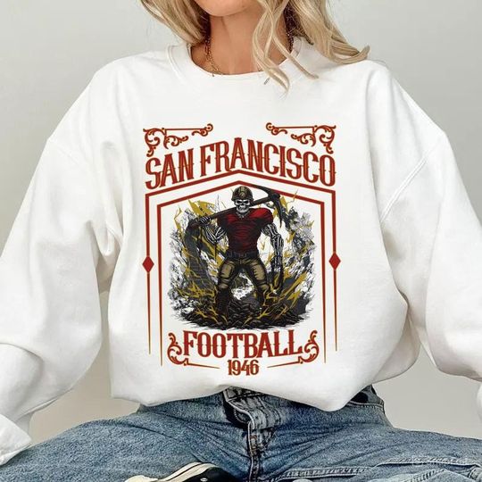 Discover San Francisco Football Skull Vintage Sweatshirt,Gifts for San Francisco Fans, Football Game Day Shirt,San Francisco Football Crewneck Shirt