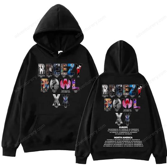 Chris Brown CB Hoodie Harajuku Pullover Breezy Bowl XX Tops Man Woman Fans Gift