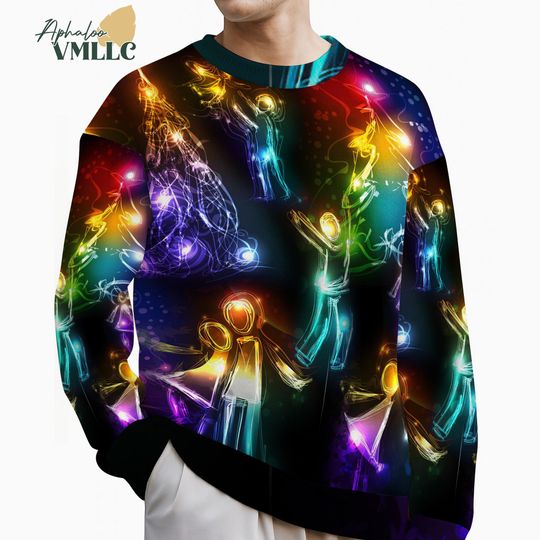 Discover Bright Neon Lighting Ugly Christmas Sweater, Bright Neon Lighting Xmas Sweatshirt, Bright Neon Christmas Gift For Men Women Kid