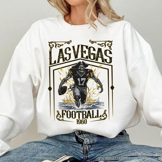 Discover Las vegas Football Skull Vintage Sweatshirt,Las vegas Fan Gifts,Football Game Day Sweatshirt,Las vegas Football Crewneck,Football T-Shirt