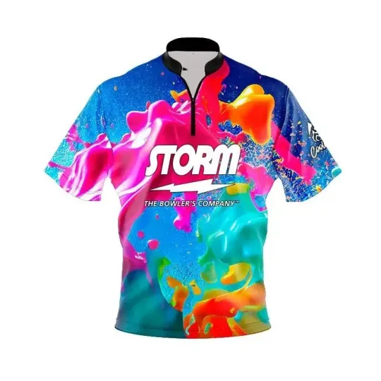 Discover Storm Color Craze Quick Ship CoolWick Sash Zip Bowling Jersey