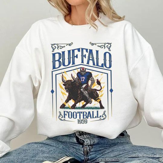 Discover Buffallo Football Skull Vintage Sweatshirt,Buffallo Fan Gifts,Football Game Day Sweatshirt,Buffallo Football Crewneck,Football T-Shirt