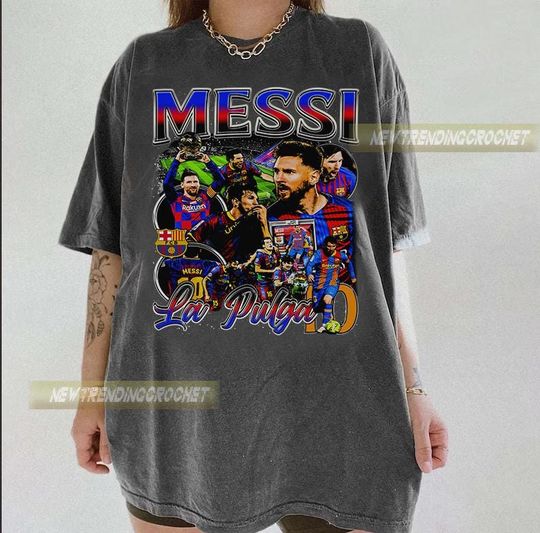 Discover Retro Comfort Colors Lionel Messi Vintage T-Shirt, Lionel Messi Bootleg 90s Tee, El Pulga Fan Tee, El Pulga Leo Messi Retro 90s Sweatshirt