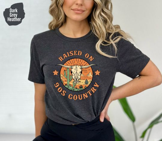 Discover Raised on 90s Country T-Shirt, Retro Western Tee for Country Music Fans