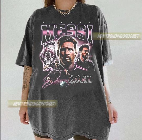Discover Retro Comfort Colors Lionel Messi Vintage T-Shirt, Lionel Messi Bootleg 90s Tee, El Pulga Fan Tee, El Pulga Leo Messi Retro 90s Sweatshirt