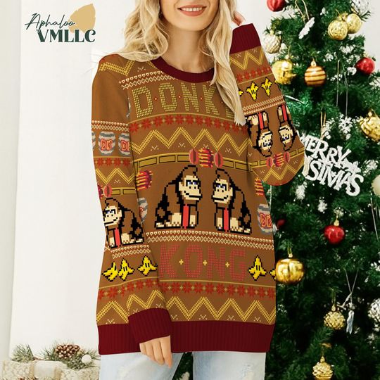 Donkey Kong Ugly Christmas Sweater, Donkey Kong Super Mario Ugly Sweater