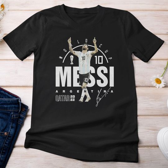 Discover Messi #10 Argentina Soccer GOAT Shirt, Football Jersey Personalized World Tournament Graphic Tee, Custom Gift For Sports Fans Unisex T-Shirt