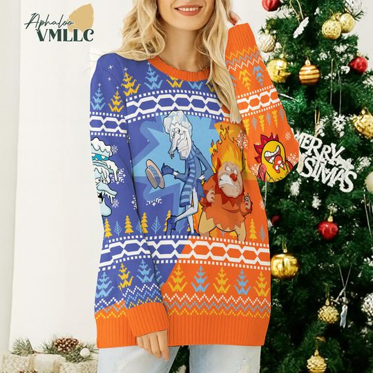 Heat Miser and Snow Miser Ugly Christmas Sweater