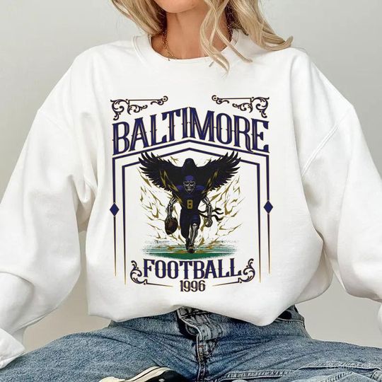 Discover Baltimore Football Skull Vintage Sweatshirt,Baltimore Fan Gifts, Football Game Day Sweatshirt, Baltimore Football Crewneck, Football T-Shirt