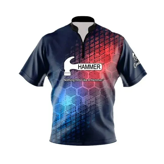 Discover Hammer Grunge Sport Hex Quick Ship CoolWick Sash Zip Bowling Jersey