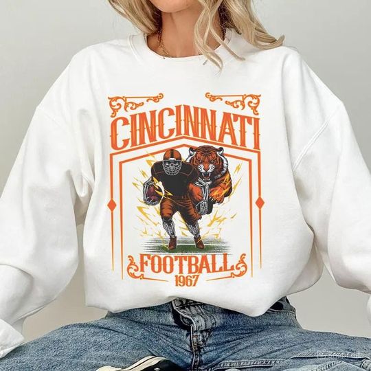Discover Cincinnati Football Skull Vintage Sweatshirt,Cincinnati Fan Gifts,Football Game Day Sweatshirt,Cincinnati Football Crewneck,Football T-Shirt