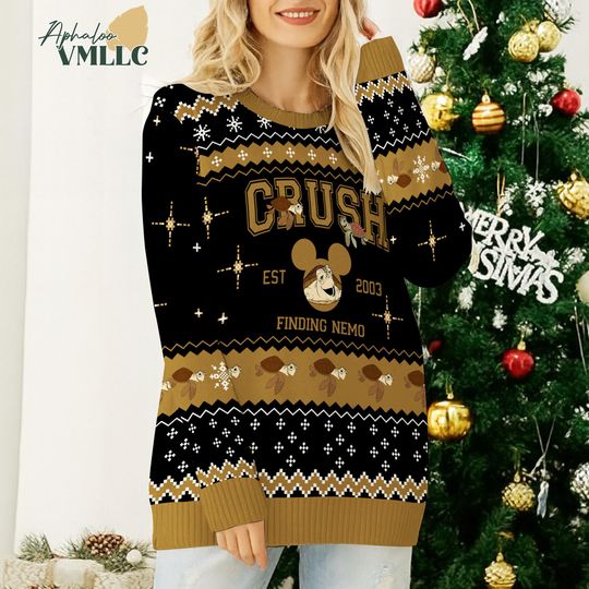 Crush Finding Nemo Ugly Sweater, Disneyland Finding Nemo Characters Christmas Shirt
