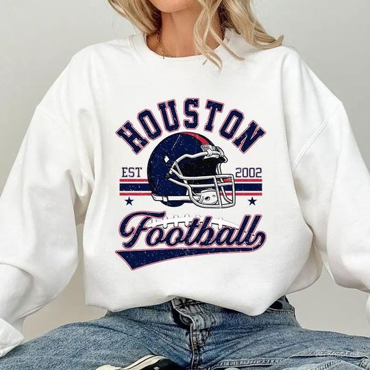 Vintage Houston Texans Football Team Sweatshirt, Game Day Sweatshirt, Sports Fan Sweater