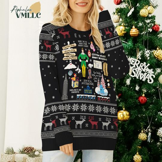 Discover Buddy The Elf Ugly Christmas Sweater, Elf Movie Christmas Sweater, Christmas Xmas Gifts, Christmas Movie, Buddy Hobbs Elf Christmas Sweater