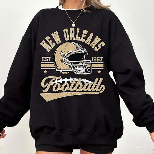 Discover Vintage 90s New Orleans Football Sweatshirt, Retro Saint Sunday Football Shirt, Game Day Sweatshirt, New Orleans Team Football Sweatshirt