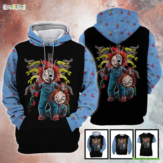 Discover Personalized Halloween Chucky Child Play Wanna Play Horror Gift Hoodie 3D