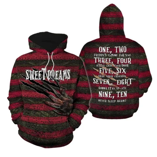 Discover Freddyyy Kruegerrr A Nightmare 3D Hoodie On Elm Street Halloween Horror 3D