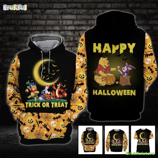 Pooh Friends Trick Or Treat Gift Hoodie 3D Printed