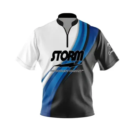 Discover Storm Blue Flutter Fast Track CoolWick Bowling Jersey