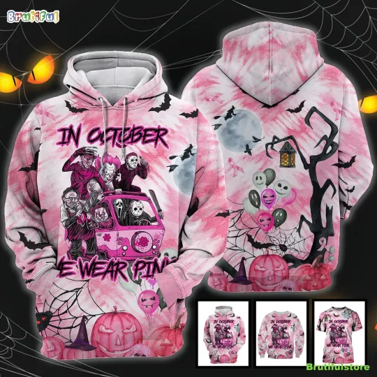 Discover Personalized Horror Friends Van With Clown In October Gift Hoodie 3D Printed