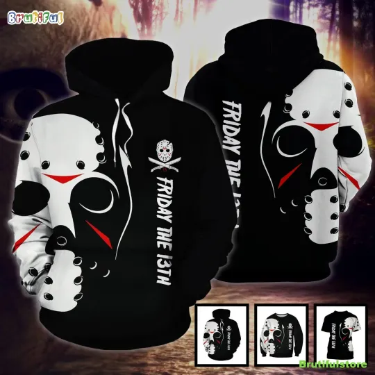 Discover Personalized Jason Voorhees Mask Friday The 13th Gift Hoodie 3D Printed