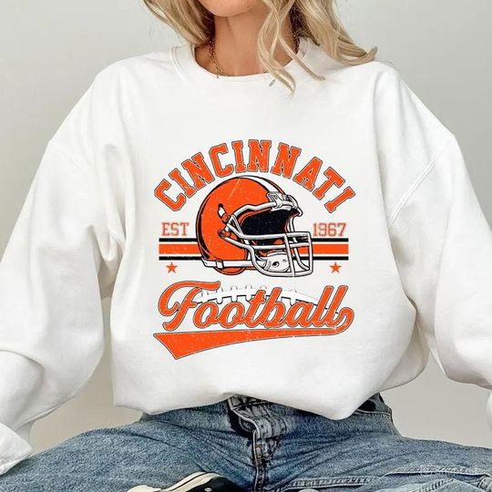Discover Vintage 90s Style Cincinnati Football Sweatshirt, Retro Sports Fan Shirt, Trendy Game Day, Cincinnati Sweatshirt, Cincinnati Football Shirt