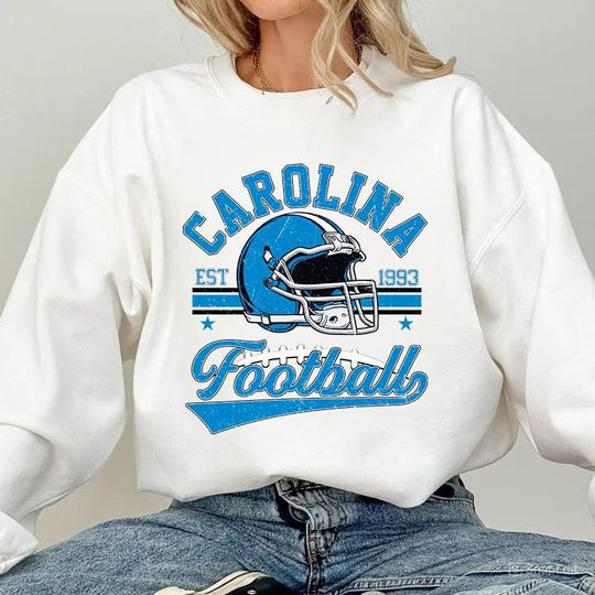 Discover Vintage 90s Style Carolina Football Sweatshirt, Game Day Shirt, Carolina Team Football Shirt, Sunday Carolina, Sport Shirt,Carolina Football