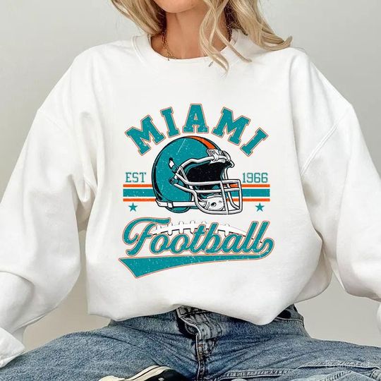 Discover Vintage 90s Style Miami Football SweatShirt, Miami Football Women Shirt, Game Day Shirt, Miami Football Shirt, Miami Football Gift Shirt