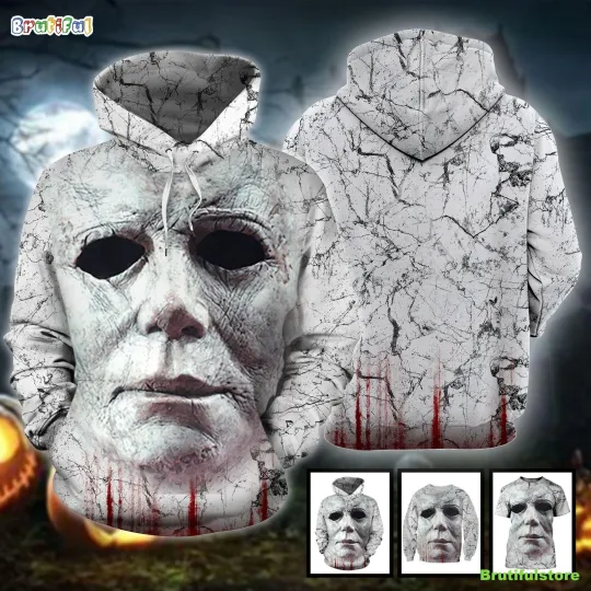Discover Personalized Michael Myers Mask Horror Halloween Gift Hoodie 3D Printed