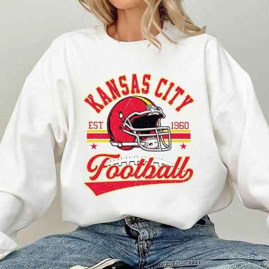 Discover Vintage 90s Style Kansas City Football, Kansas City Football Sweatshirt, Game Day Shirt, Kansas City Fan, Kansas City Sweatshirt, Football