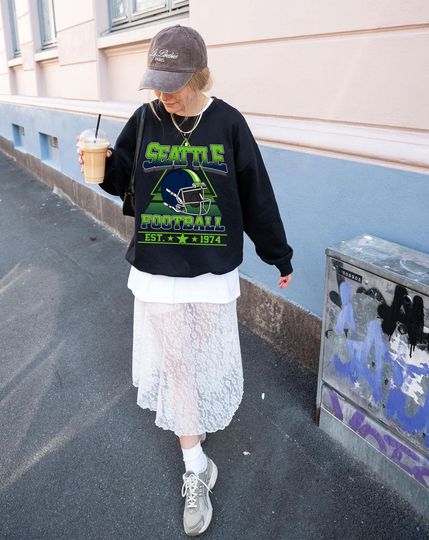Discover Seattle Football Vintage Sweatshirt T-Shirt,Seattle Seahawk Football Sweatshirt, Seahawk Fan Gift, Retro Seattle Football Shirt