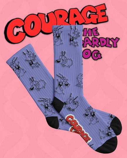 Discover Sublimation Socks, Courage the Cowardly Dog, Cartoon Character Socks, Fun Novelty Footwear, Unique Gift for Cartoon Fans, Cartoon Network