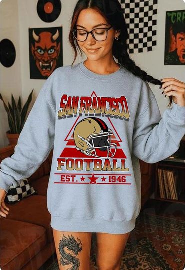 Discover Vintage style San Francisco Football sweatshirt,Football shirt, San Francisco football Crewneck , Game day Football,American football tee