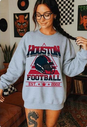 Vintage Houston Football Team Sweatshirt, Game Day Sweatshirt, Football Fan Gift