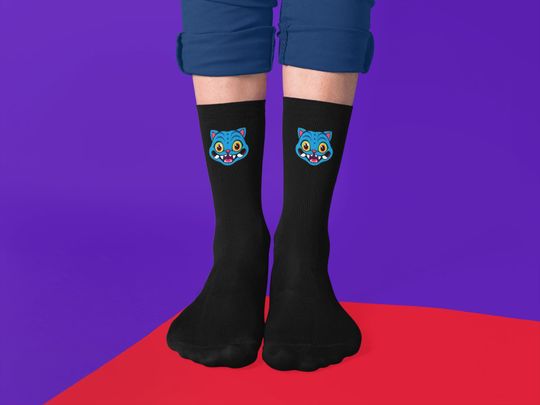 Discover Derphy Tiger Sublimation Crew Socks - Demon Hunter, Anime, Pop Culture, Band Merch, Kpop Idol