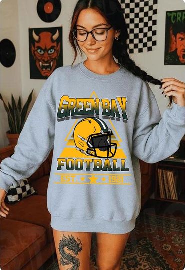 Discover Vintage Green Bay Football Team Sweatshirt, Game Day Sweatshirt, Football Fan Gift