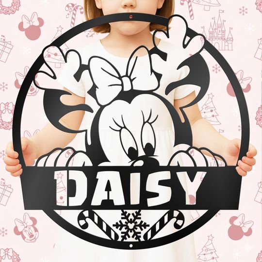 Discover Personalized Minnie Christmas Metal Sign Santa Decor Kids Name Holiday Wall Art Birthday Christmas Decor Candy Decor Customized Disney Decor