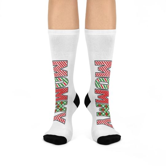 Discover Festive Cushioned Crew Socks for Moms - Holiday Gifts, Comfortable, Cozy, Christmas Present, Unique Sock Design