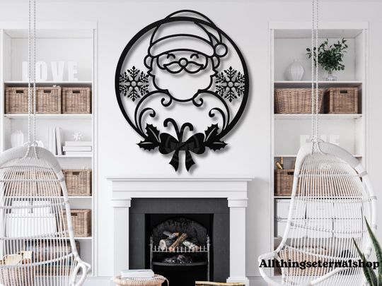 Custom Santa Claus Metal Sign: Holiday Christmas Wall Art