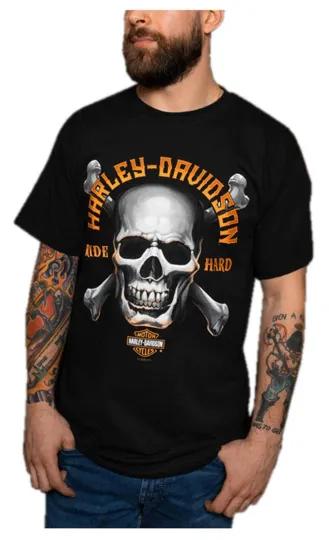 Discover H davidson Men's Hustle Skull Crew-Neck Short Sleeve Cotton T-Shirt - Black
