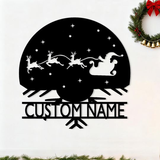 Discover Merry Christmas Metal Sign, Santa Christmas Wall Art, Elk Christmas Metal Wall Decor, Christmas Gift, Santa's Sleigh Wall Sign, Reign Deer