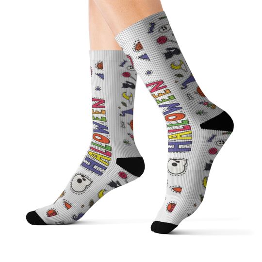 Discover Halloween Sublimation Socks: Fleece-Lined Spooky Print